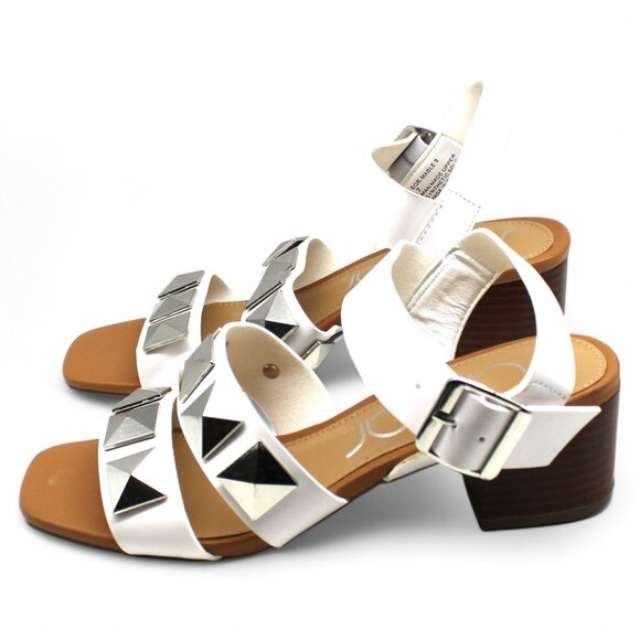 Womens Faux Leather Open Toe Block Heel - Picture 6 of 8